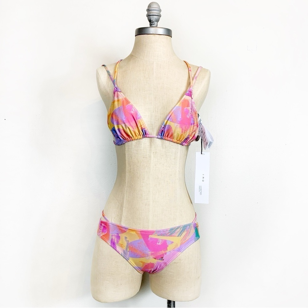 IRO Designer Multicolor Reversible Bikini Set NWT Abstract Print High End Swim